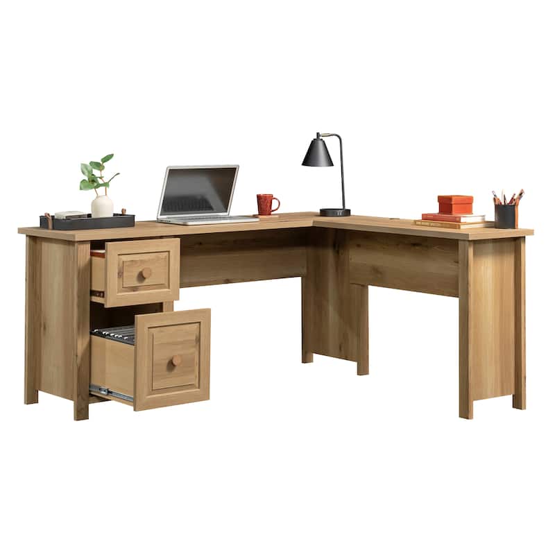 Wood L-Shaped Desk with 1-Inch Thick Surface, White Oak