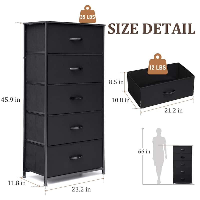VredHom Vertical 5 Drawers Storage Tower