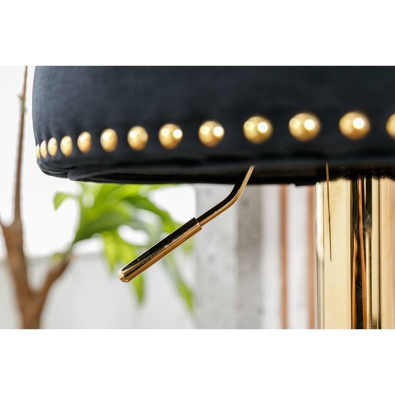 Black Swivel Bar Stools Set of 2 Adjustable Counter Height Chairs with Footrest