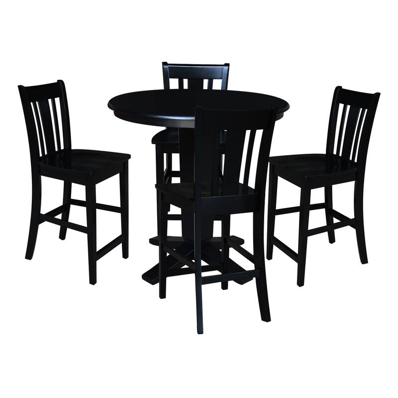 36 in Round Top Counter Height Dining Table with Stools in Black - 5-Piece