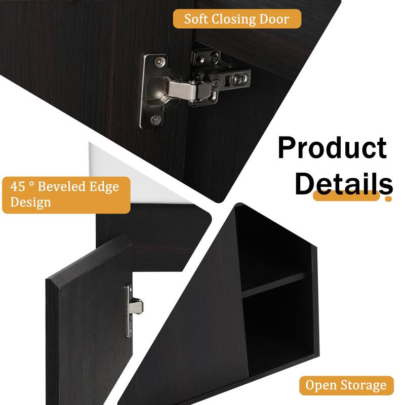 Malwee 24"/28" Floating Bathroom Vanity,Wall Mounted Bathroom Vanity with Ceramic Sink and Soft Close Door