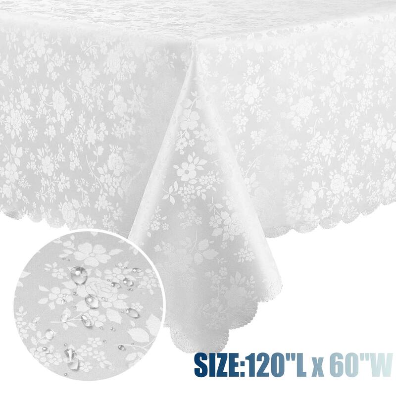 Waterproof Wipeable Vinyl Tablecloth,Rectangle Heavy Duty Table Cloth,120"L x 60"W