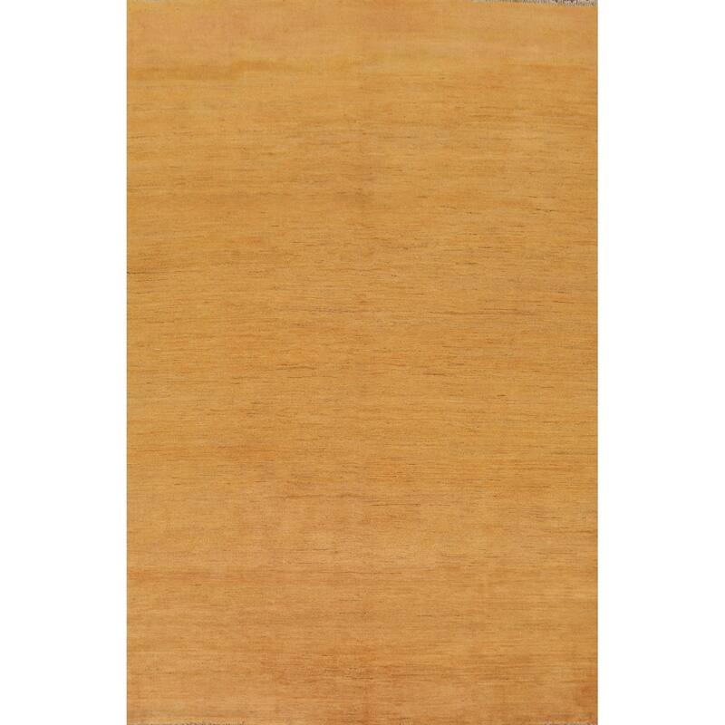 Yellow Modern Gabbeh Oriental Area Rug Hand-Knotted Wool Carpet - 6'6" x 9'10"