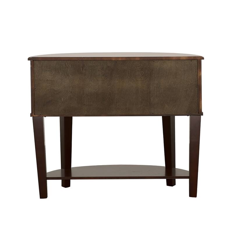 1pc Traditional 2-drawer Demilune Entryway Console Table Cappuccino Finish Half-moon Shape Lower Shelf Living Room Furniture