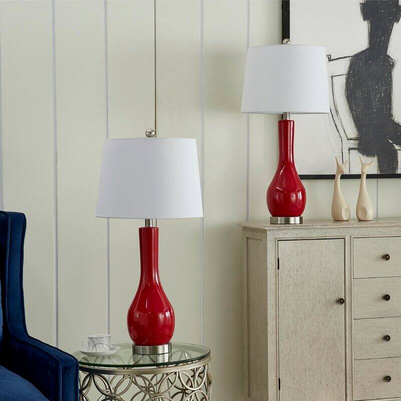 28.5" Ceramic Table Lamp Set with USB (Set of 2)