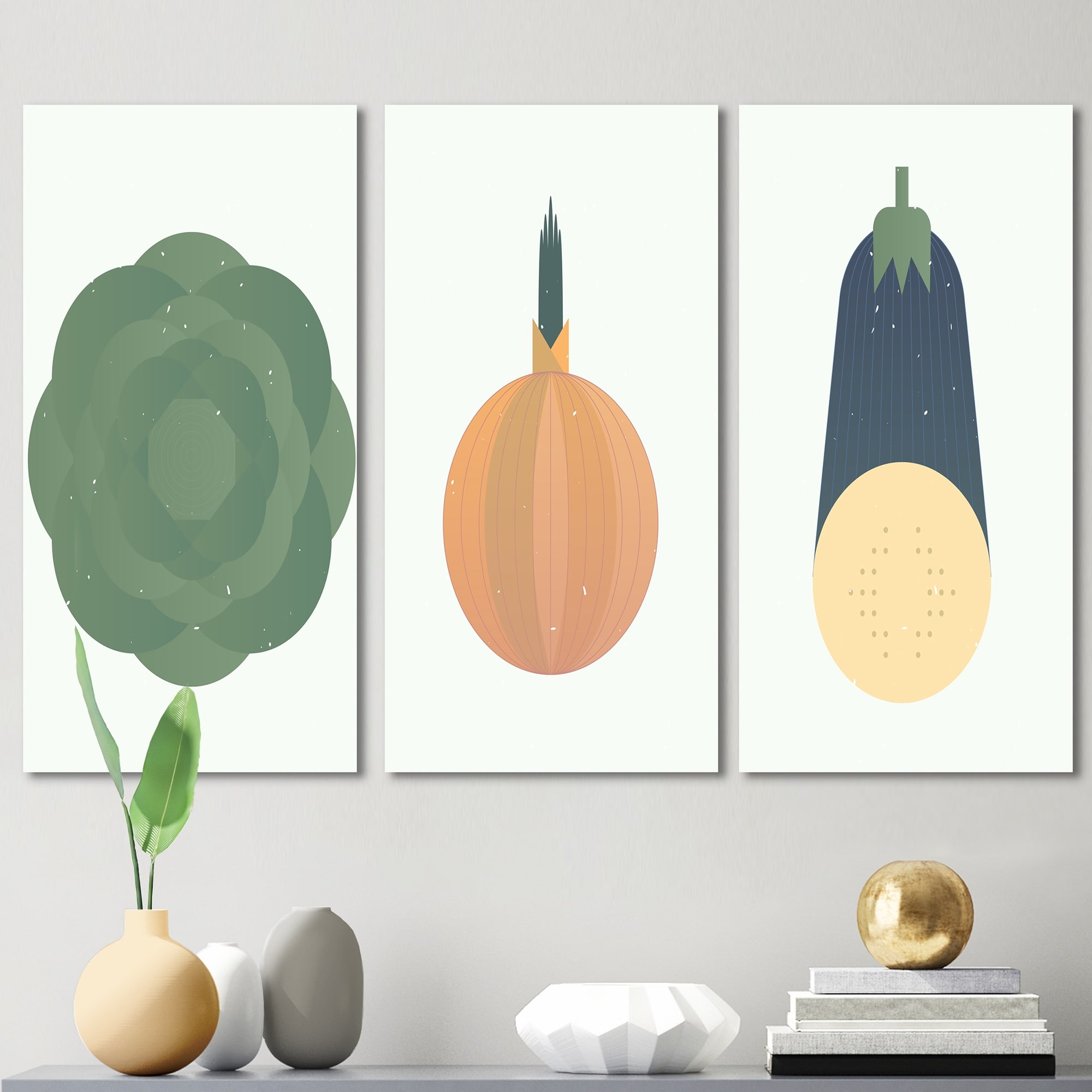 Designart Abstract Vintage Vegetables I - Traditional Art Print - Timeless Kitchen Decor - Vibrant Vegetable Illustration - Classic Wall Art for Home or Dining Room-image