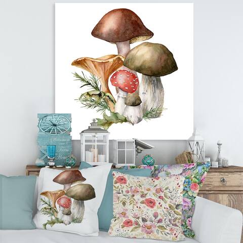 Designart "Autumn Composition With Mushrooms Amanita Muscaria" Traditional Canvas Wall Art Print
