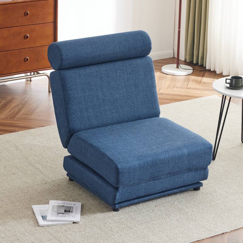 Blue 34" Foldable Chaise Lounge Chair with Pillow