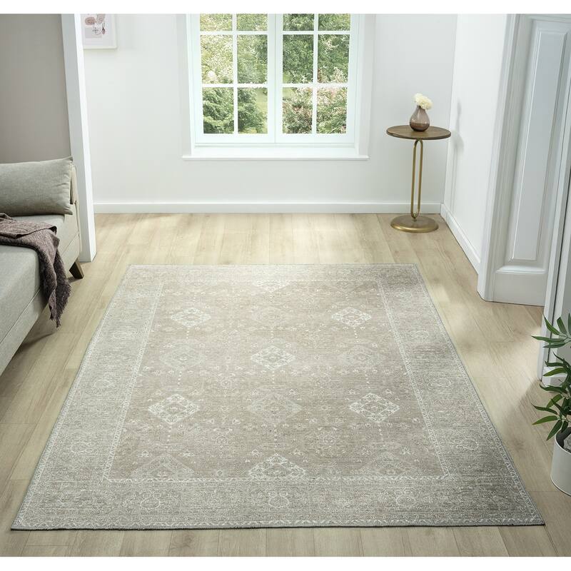 Legacy Imperial Traditional Bordered Washable Area Rug - 9'2" x 12'6" - Taupe - Rectangle