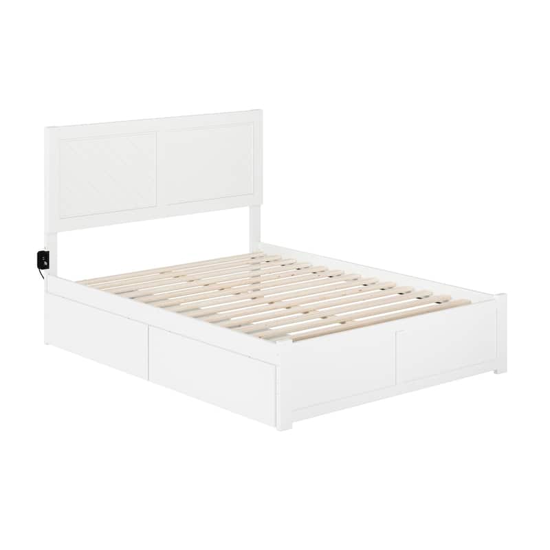 AFI Canyon Full Platform Bed with Footboard & Storage Drawers in White