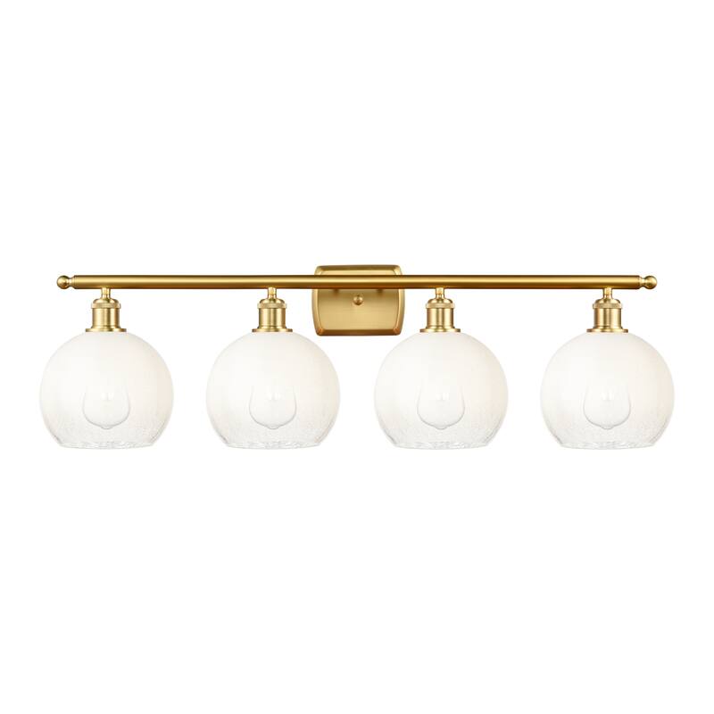 Innovations Lighting Endless Possibilities Ballston - Brookhaven Globe - 4 Light 38" Bath Vanity Light - Satin Gold/Opal