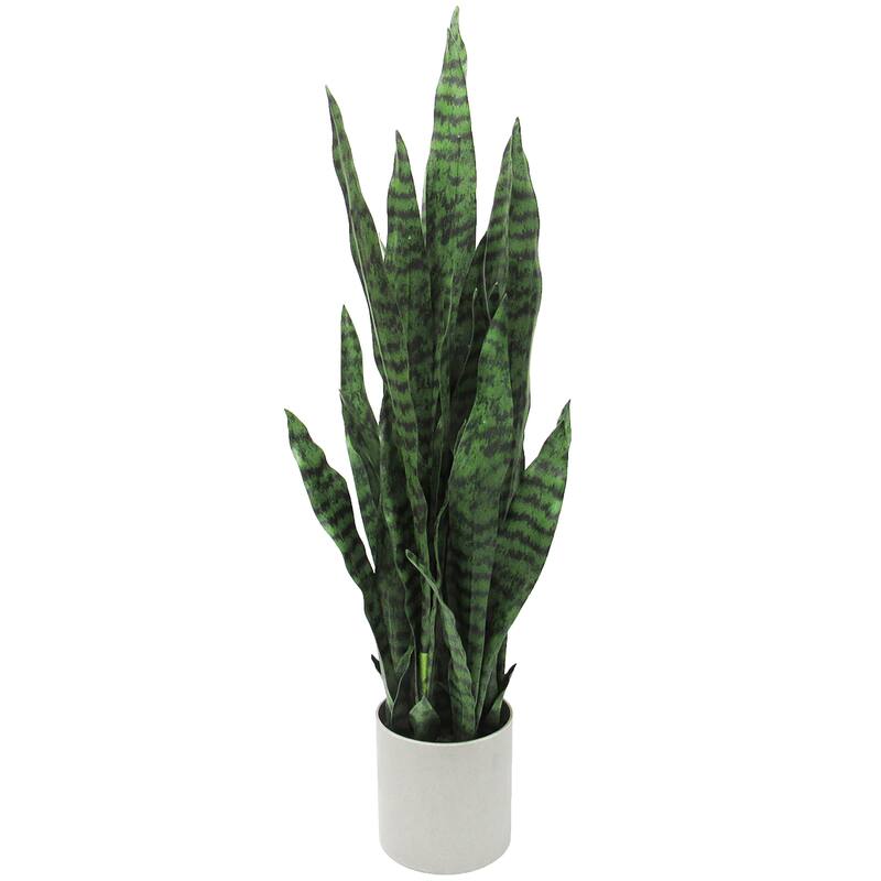 Artificial Sansevieria Snake Plant in Grey Pot - 36" H x 12.5" W x 12.5" DP - Green