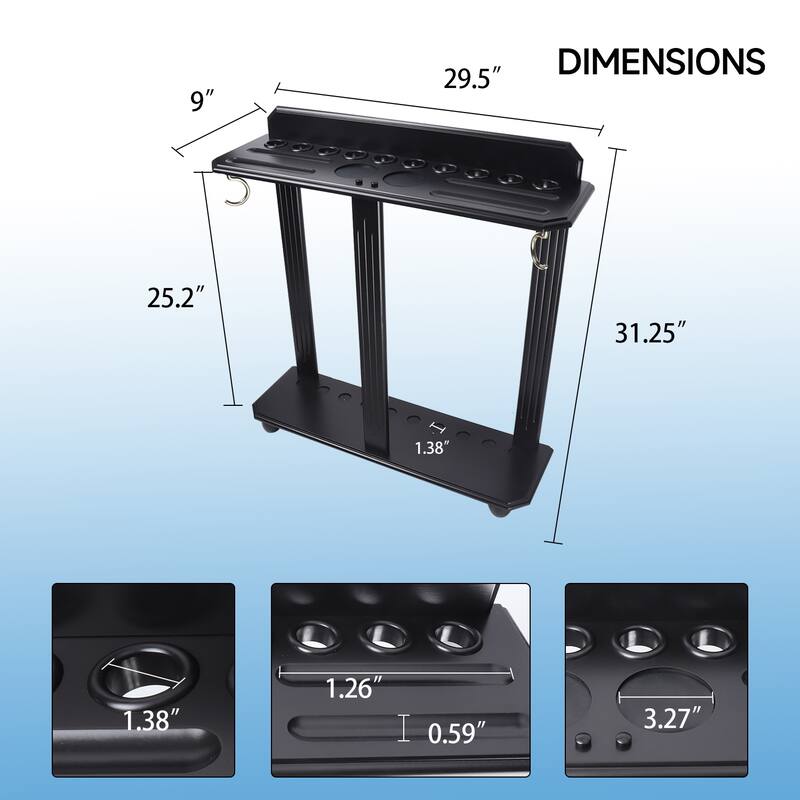 GSE™ 10-Pool Cue Wooden Billiard Pool Cue Rack. Floor Stand Pool Cue Stick Holder