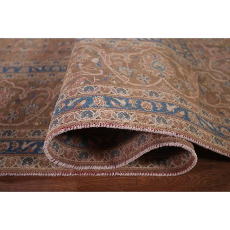 Pink Mashad Persian Vintage Area Rug Hand-Knotted Wool Carpet - 9'7"x 13'4"