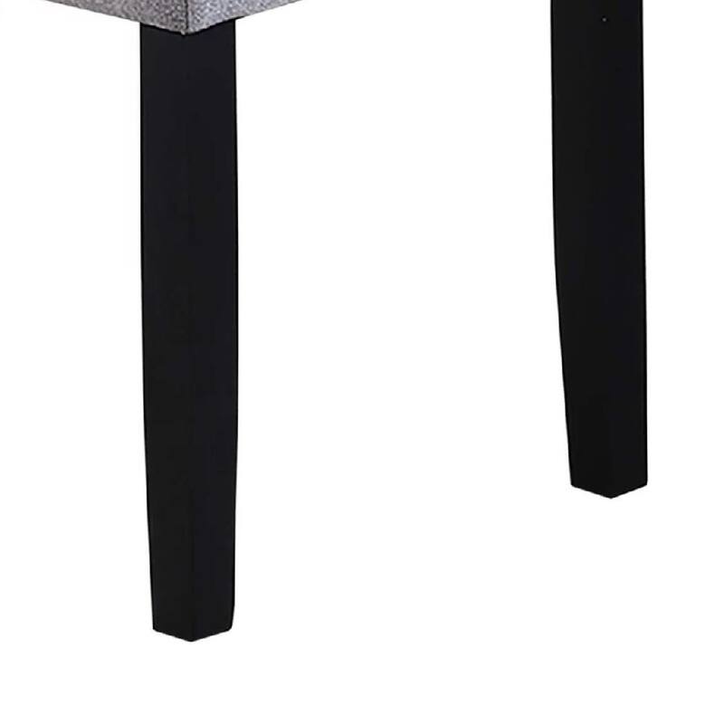 Arun Dining Bench, 41 Inch Charcoal Gray Fabric, Black Rubberwood