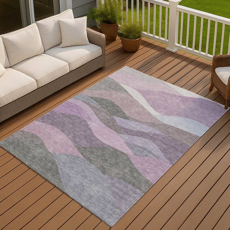 Machine Washable Indoor/ Outdoor Modern Horizon Chantille Rug - Plum - 2'6" x 3'10"