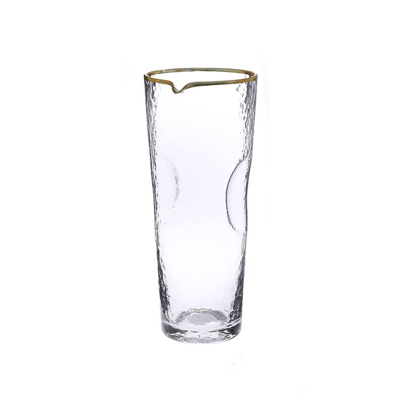 Pebble Glass Water Pitcher with Gold Rim