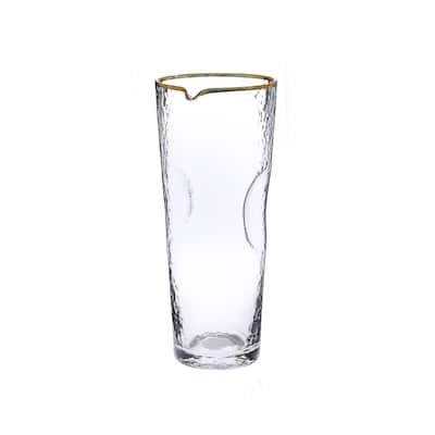 Pebble Glass Water Pitcher with Gold Rim