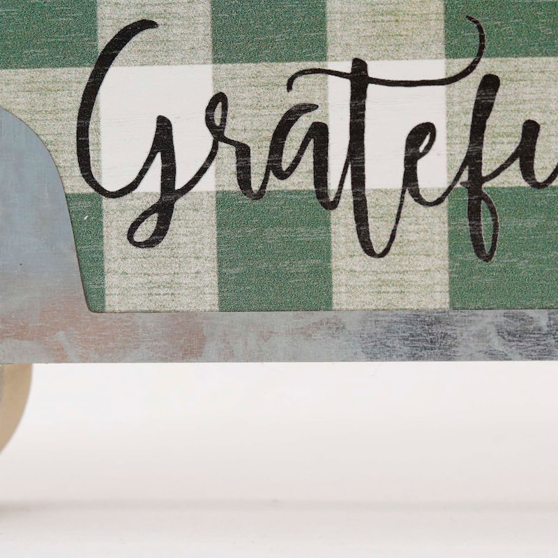 Grateful Truck Carrying Pumpkins Wood Tabletop Decor, Thanksgiving Day Decorations