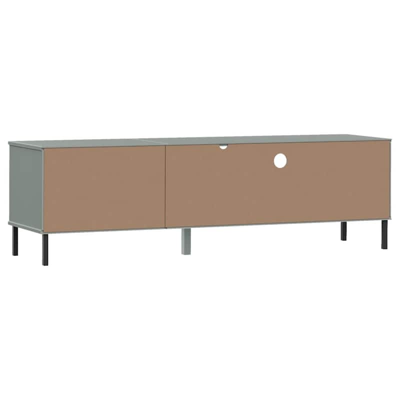 vidaXL TV Stand TV Console TV Console with Metal Legs Solid Wood Pine OSLO - 62.2" x 15.7" x 18.3"