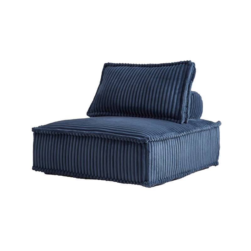 Vico Accent Chair, Armless Modular Design, Soft Blue Striped Polyester