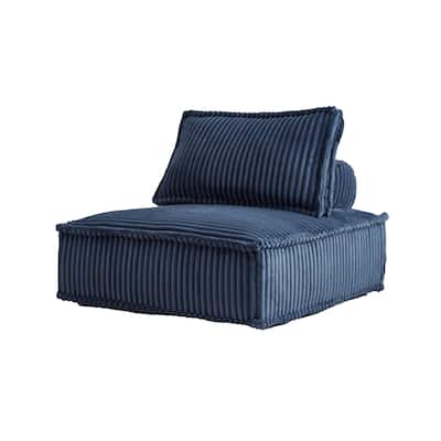 Vico Accent Chair, Armless Modular Design, Soft Blue Striped Polyester