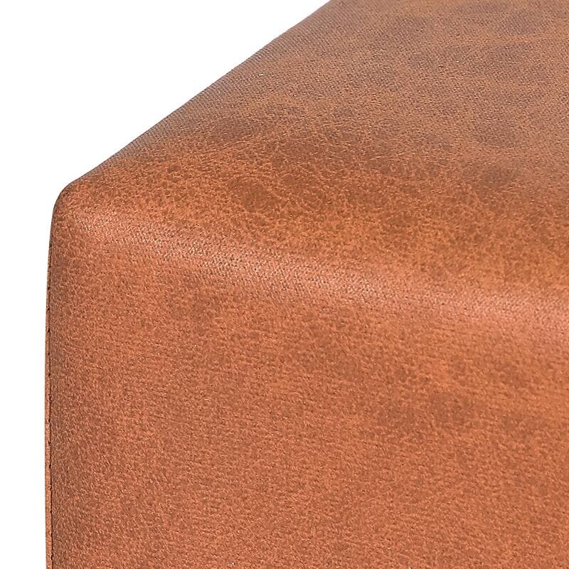 Adeco Square Footrest Stool Faux Leather Ottoman for Living Room