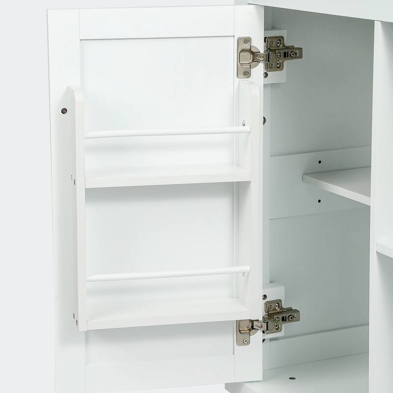 Kitchen Cart with Rubber wood Drop-Leaf Countertop