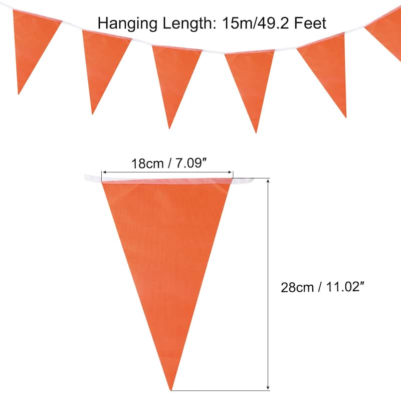 2 Pcs 50 Feet Pennant Banner Flags String Triangle Hanging for Party - Orange