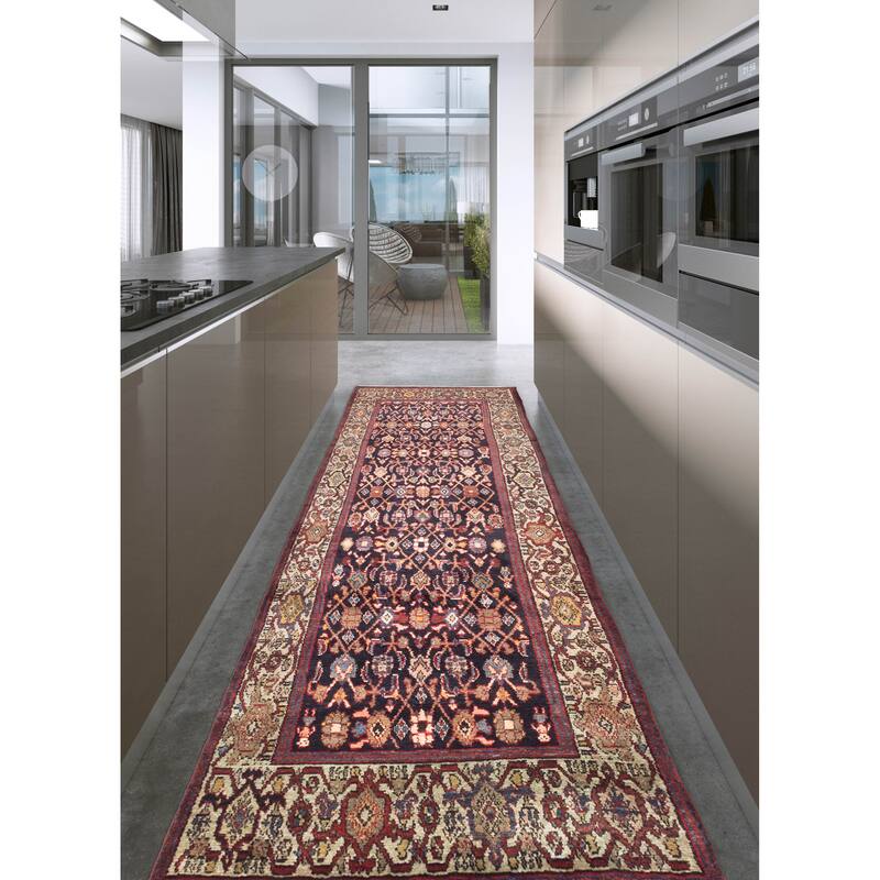 ECARPETGALLERY Hand-knotted Andelz Dark Navy Wool Rug - 3'4 x 10'1