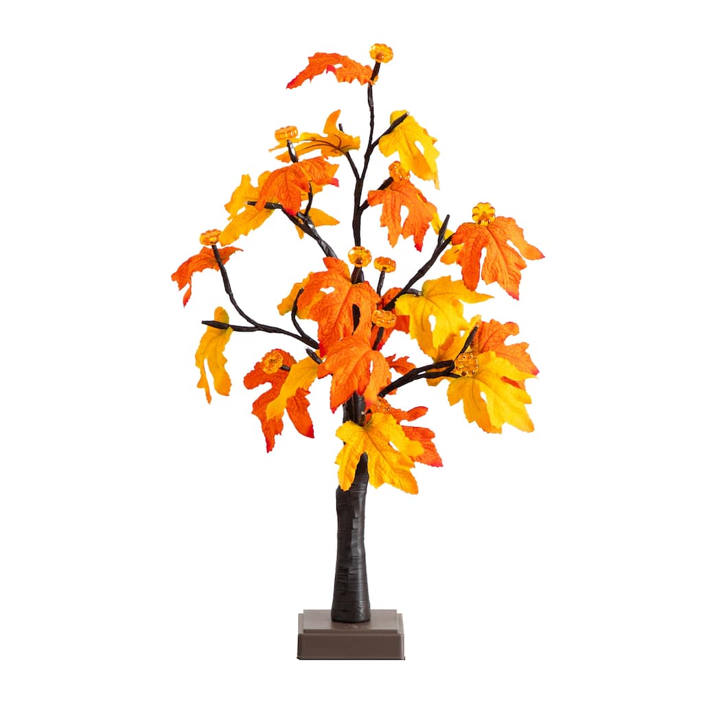 2-ft Pre-Lit Autumn Maple Artificial Fall Tree with 24 LED Lights - Green