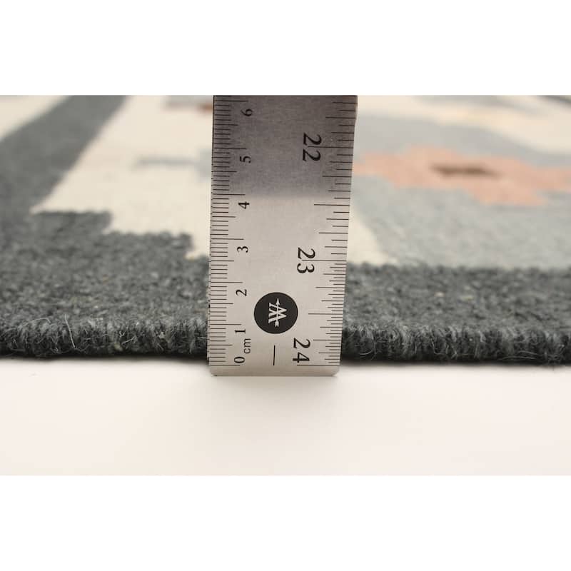 ECARPETGALLERY Flat-Weave Ankara FW Light Grey Wool Kilim - 5'3 x 7'7