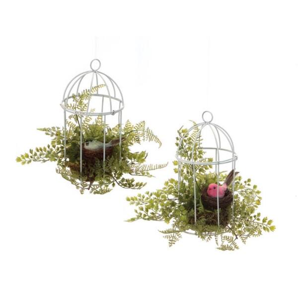 Shop Pack Of 6 Fern And Bird Table Top White Green And Pink Bird