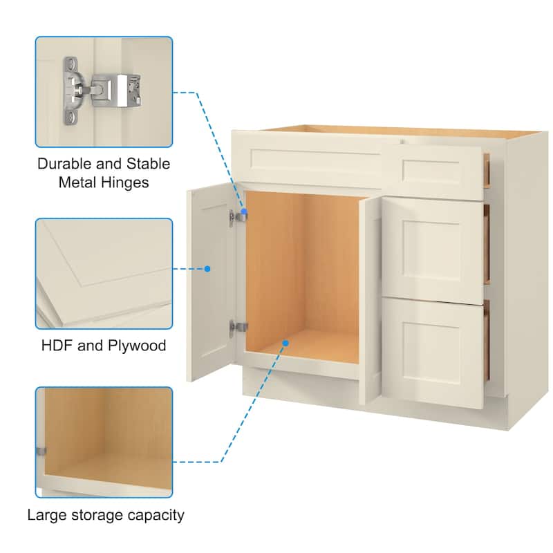 Bathroom Cabinet with Soft-Close Doors & Drawers, Moisture-Proof MDF Construction, Versatile Storage