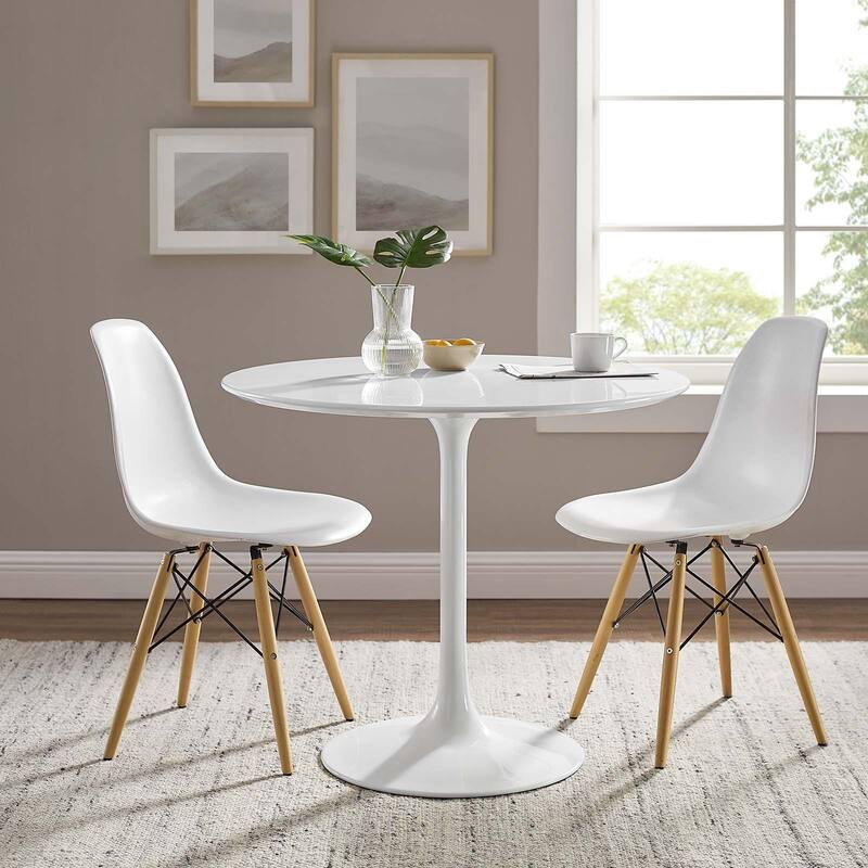 Lippa 36" Round Wood Top Dining Table - White