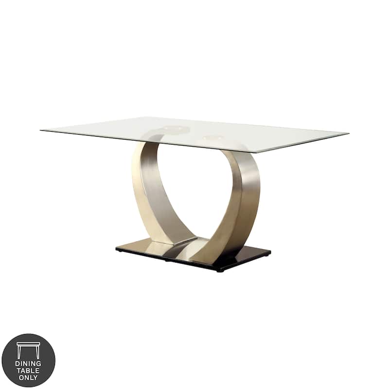 Furniture of America Jami Modern Silvertone 60-inch Glass Top Dining Table