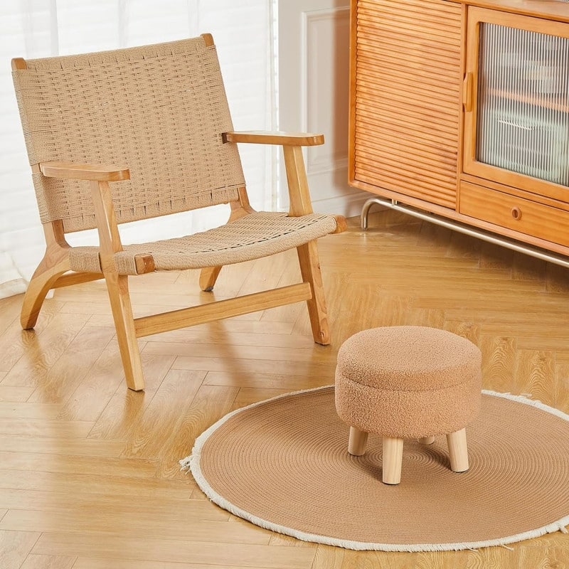 Storage Ottoman Modern Round Footrest