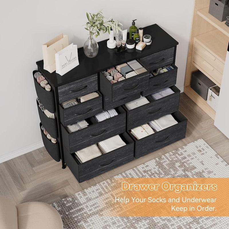 Dresser for Bedroom, 10 Drawers Fabric Storage Drawer, Dressers & Chest of Drawers