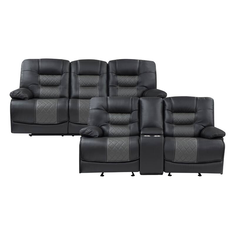 Emory 2-Piece Manual Reclining Living Room Sofa Set - Two-tone Grey