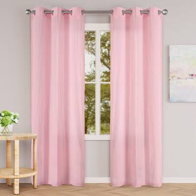 Cotton Blend Broomstick Crush Grommet Curtain Pair