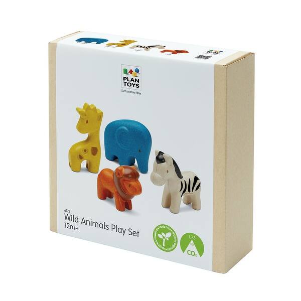 slide 2 of 8, PlanToys Wooden Wild Animals Playset Assorted - Kids