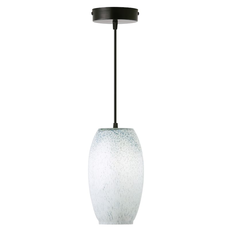 Eliza River of Goods Black Metal and Glass 6-Inch Pendant Light with Adjustable Hanging Cord - 6" x 6" x 70.75" - 6" x 6" x 70.75" - White/Blue/Green/Gold/Black