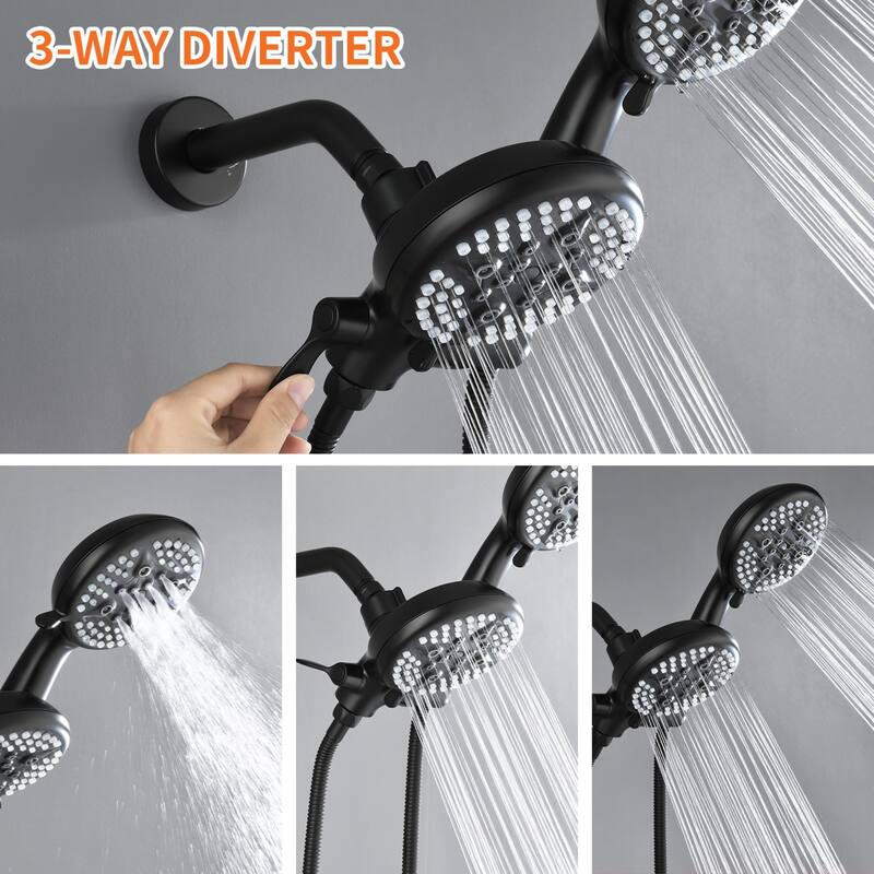 Modland 2-Handle Tub and Shower Faucet Set Dual Head 5-Setting Brass Valve Kit with Lift-Rod Spout