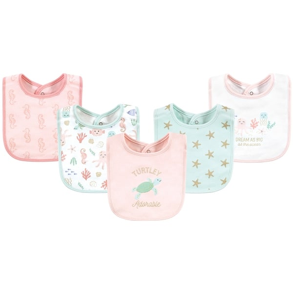 slide 1 of 1, Hudson Baby Infant Girls Cotton Bibs, Turtley Adorable, One Size - Turtley Adorable - One Size One Size - Turtley Adorable