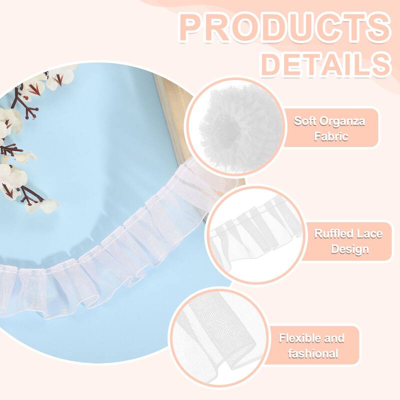 Ruffle Lace Ribbon Trim Pleated Lace Fabric Trim 11 Yard