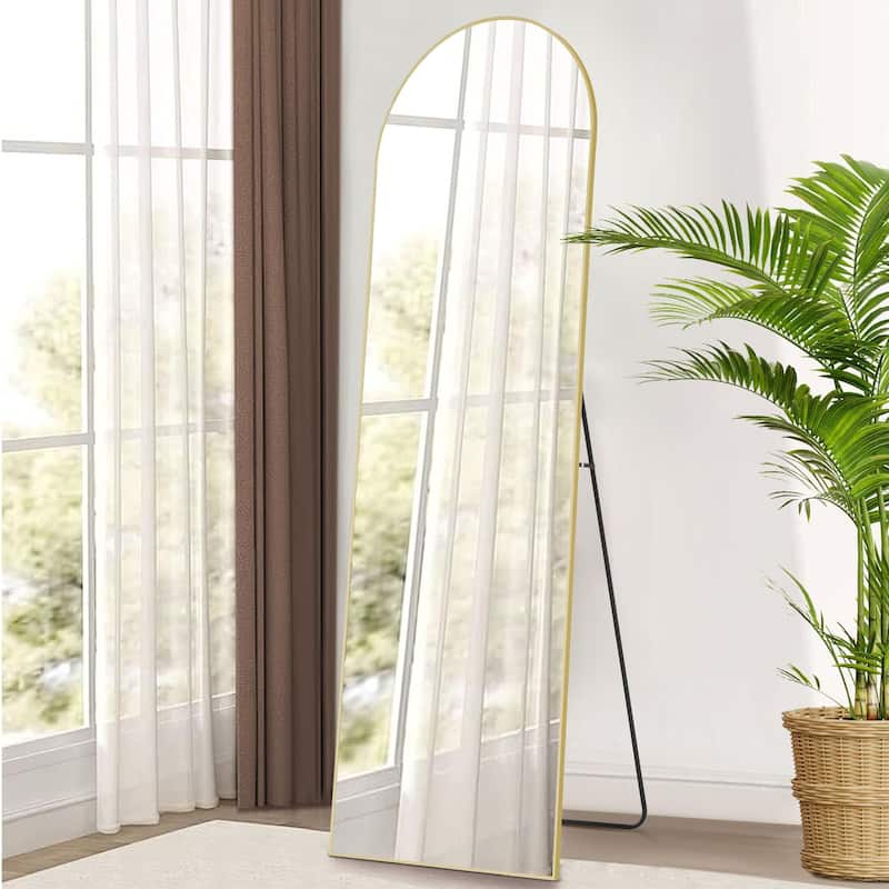 Modern Arched Aluminum Frame Full Length Mirror with Stand for Bedroom, Cloakroom 21" x 64" - 21*64