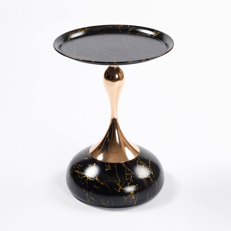 Mermaid Tail End Coffee Table Round Side Table, Modern Metal Pedestal Table