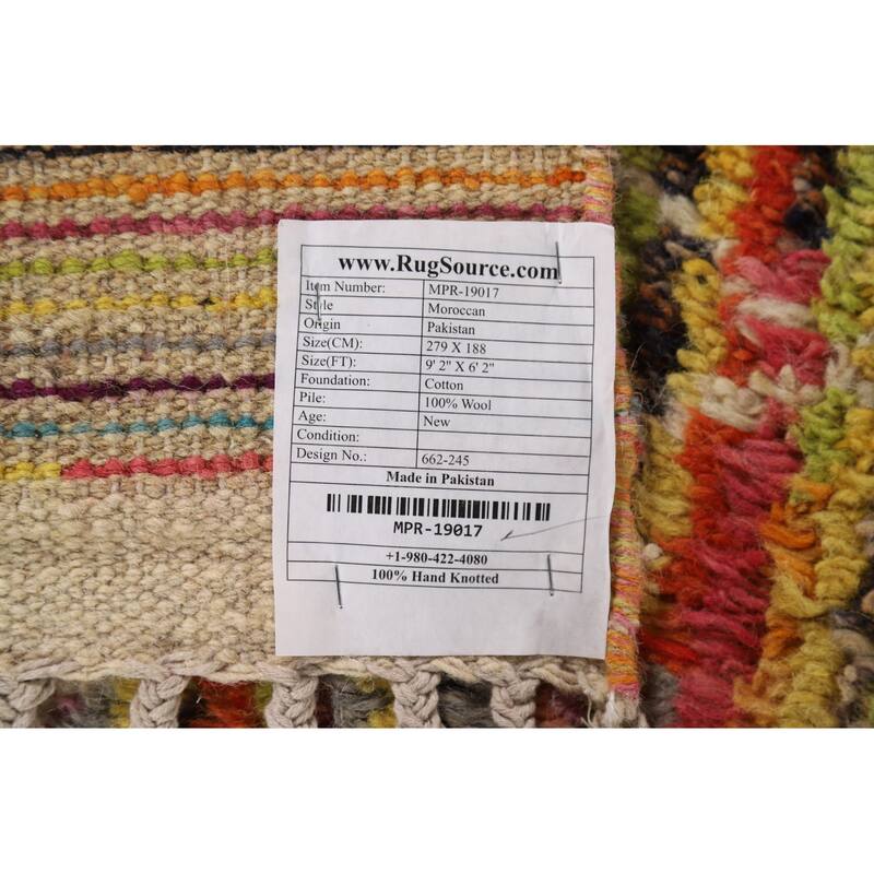 All-Over Trellis Moroccan Oriental Area Rug Hand-Knotted Wool Carpet - 6'2" x 9'2"