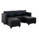 Option Sofa with Double Ottoman,Black