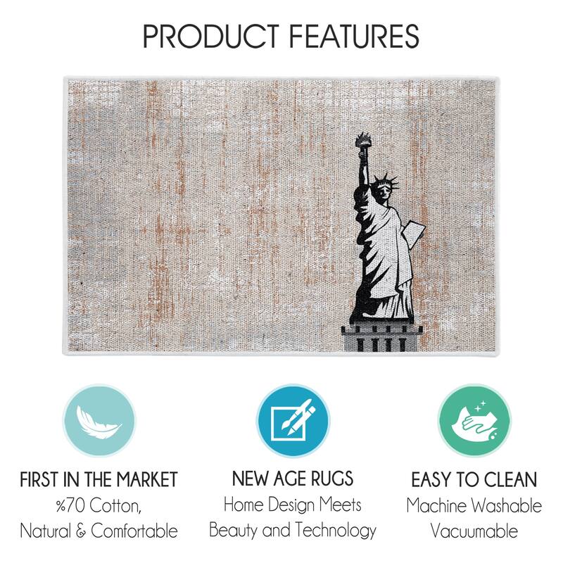 SussexHome Non-Skid Ultra-Thin Area Rugs for Laundry Room, Entryway, Bathroom and Kitchen - Washable Multipurpose Floor Mat